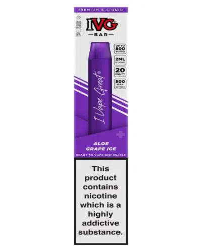 I VG Bar Plus + 800 Aloe Grape Ice Disposable Vape - WV