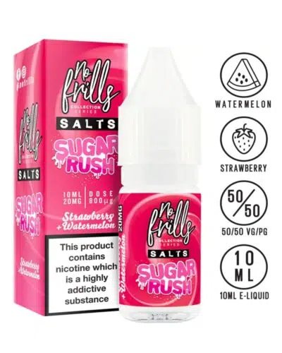 No Frills Salts - Sugar Rush: Strawberry Watermelon Nic Salt 10ml - WV